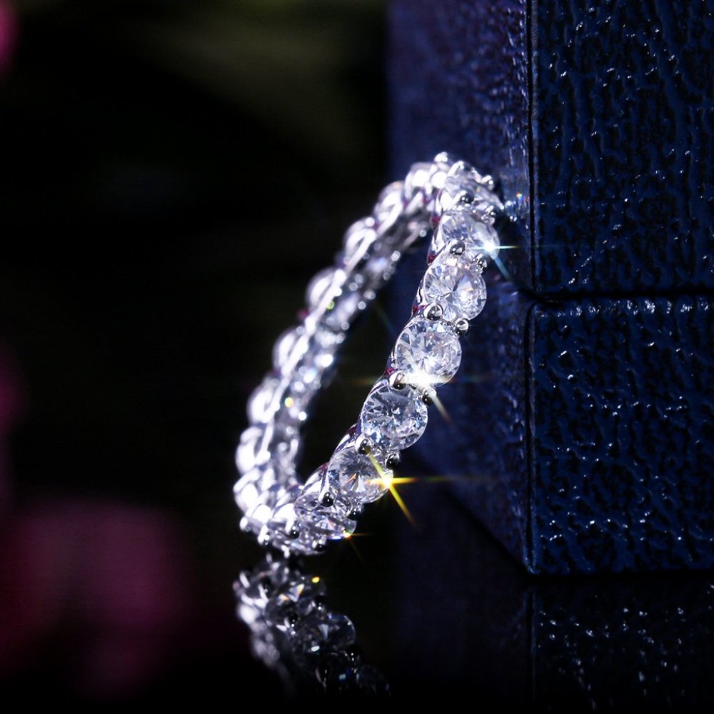 "925 Sterling Silver Plated Clear CZ Eternity Wedding/Engagement Ring, UNVN12108